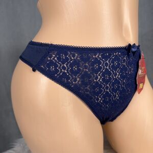 Vintage New NOS Y2K Jolie Intimates Size 5 Lace Cotton Thong Panty Panties